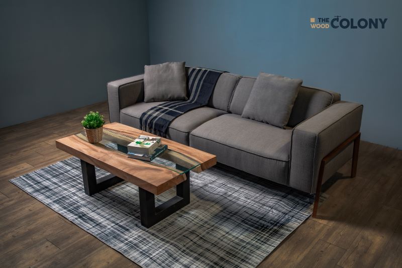Kristen Oak Wood Sofa (Fabric / Leather)